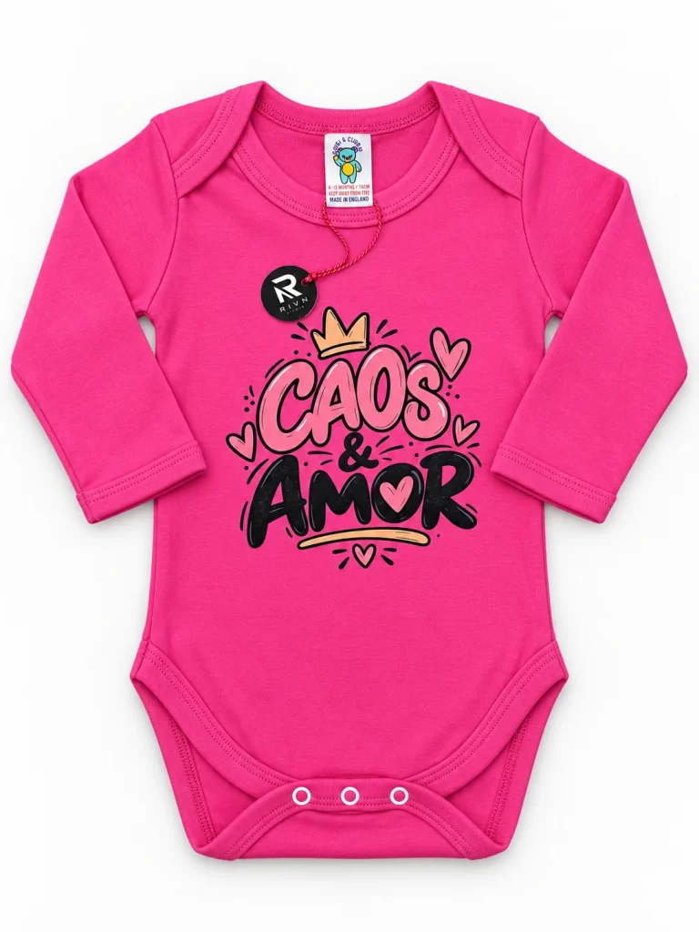 Body Caos & amor de RIVN STUDIO, 6-12 meses, vista delantera