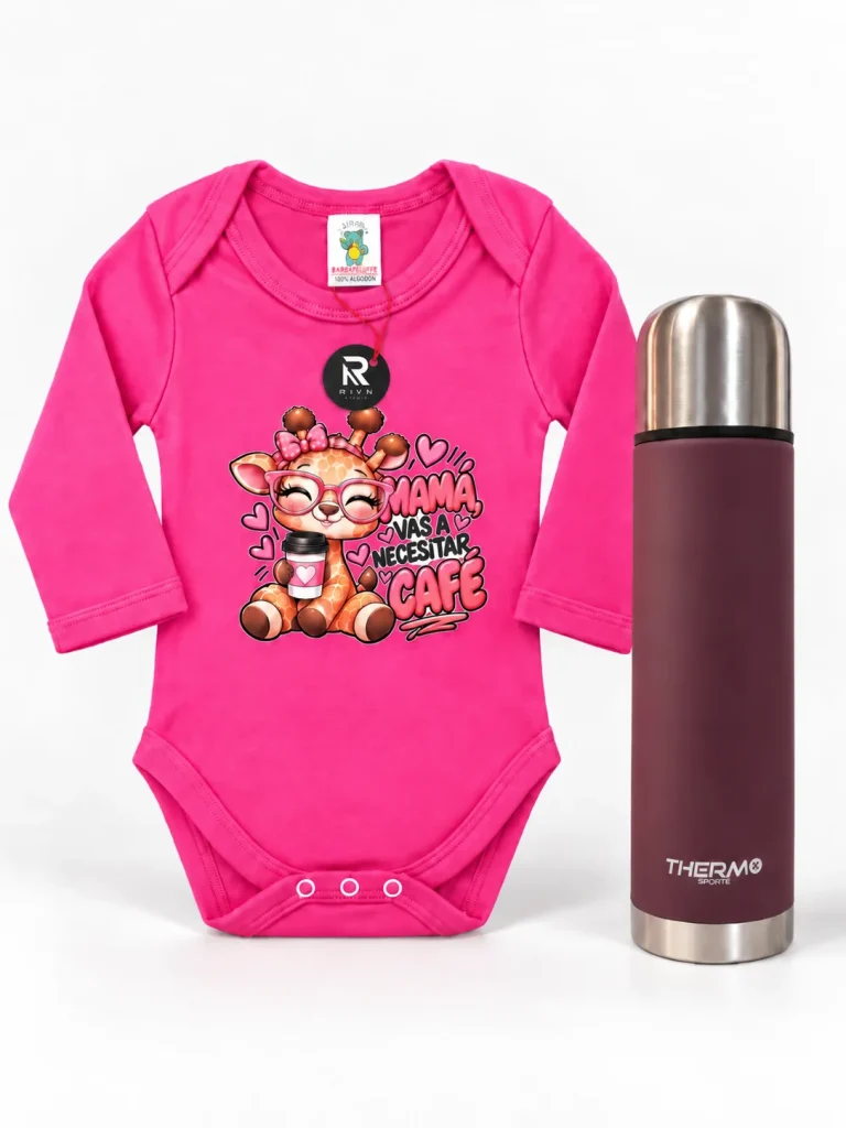 Body Mamá, vas a necesitar café de RIVN STUDIO, 12-18 meses, pack con termo