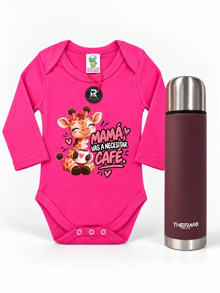 Body Mamá, vas a necesitar café de RIVN STUDIO, 6-12 meses, pack con termo