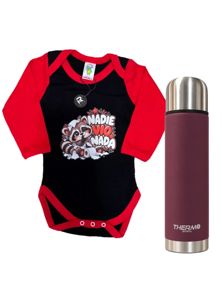 Body Nadie vio nada de RIVN STUDIO, 12-18 meses, pack con termo